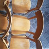 Lot of 6 vintage light wooden bistro chairs