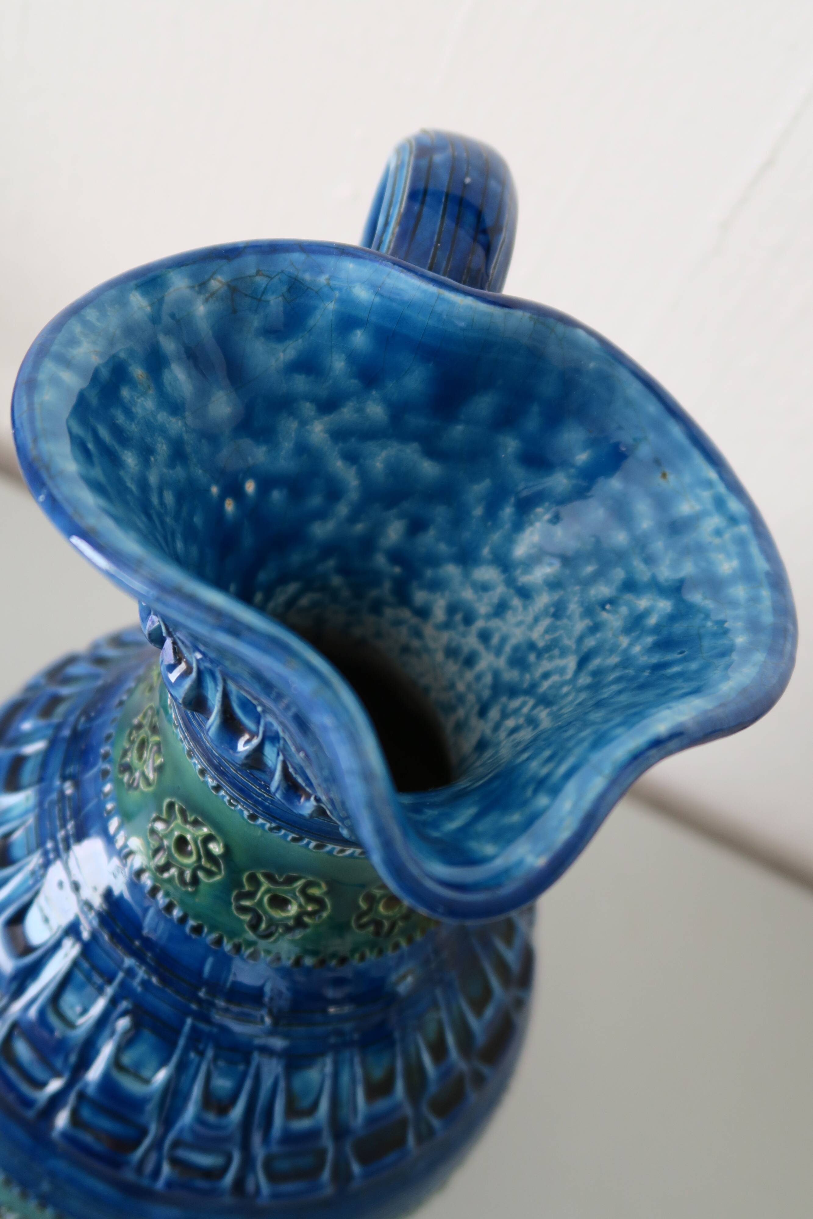 Bitossi Blue and Green Pitcher 26 cm Italy