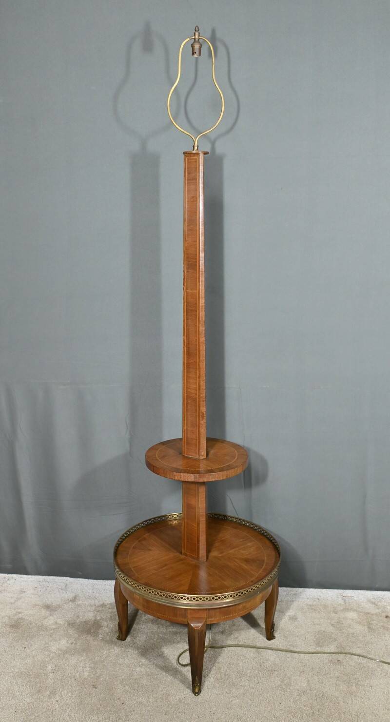Important Marquetry Floor Lamp, Louis XV / Louis XVI Transition Style