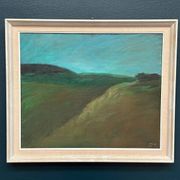 Original Swedish Oil on Canvas – "Landscape" by Dina Mortensen – Signed DM – Vintage and Framed – 53 × 45.5 cm (20.9" × 17.9")