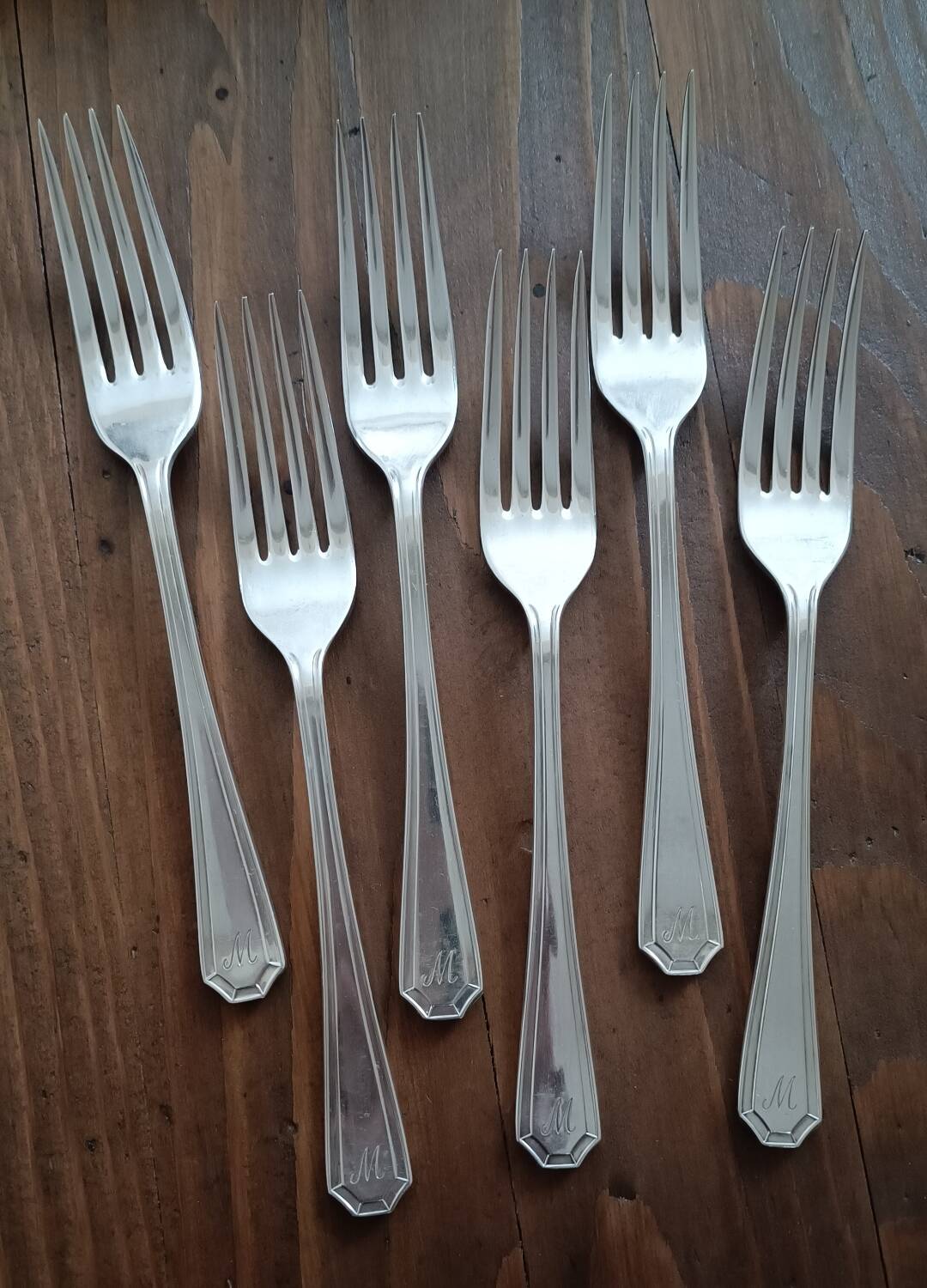 6 fourchettes monogramme M