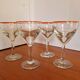 Set of 4 Blown Glass Bistro Glasses with Red Rim