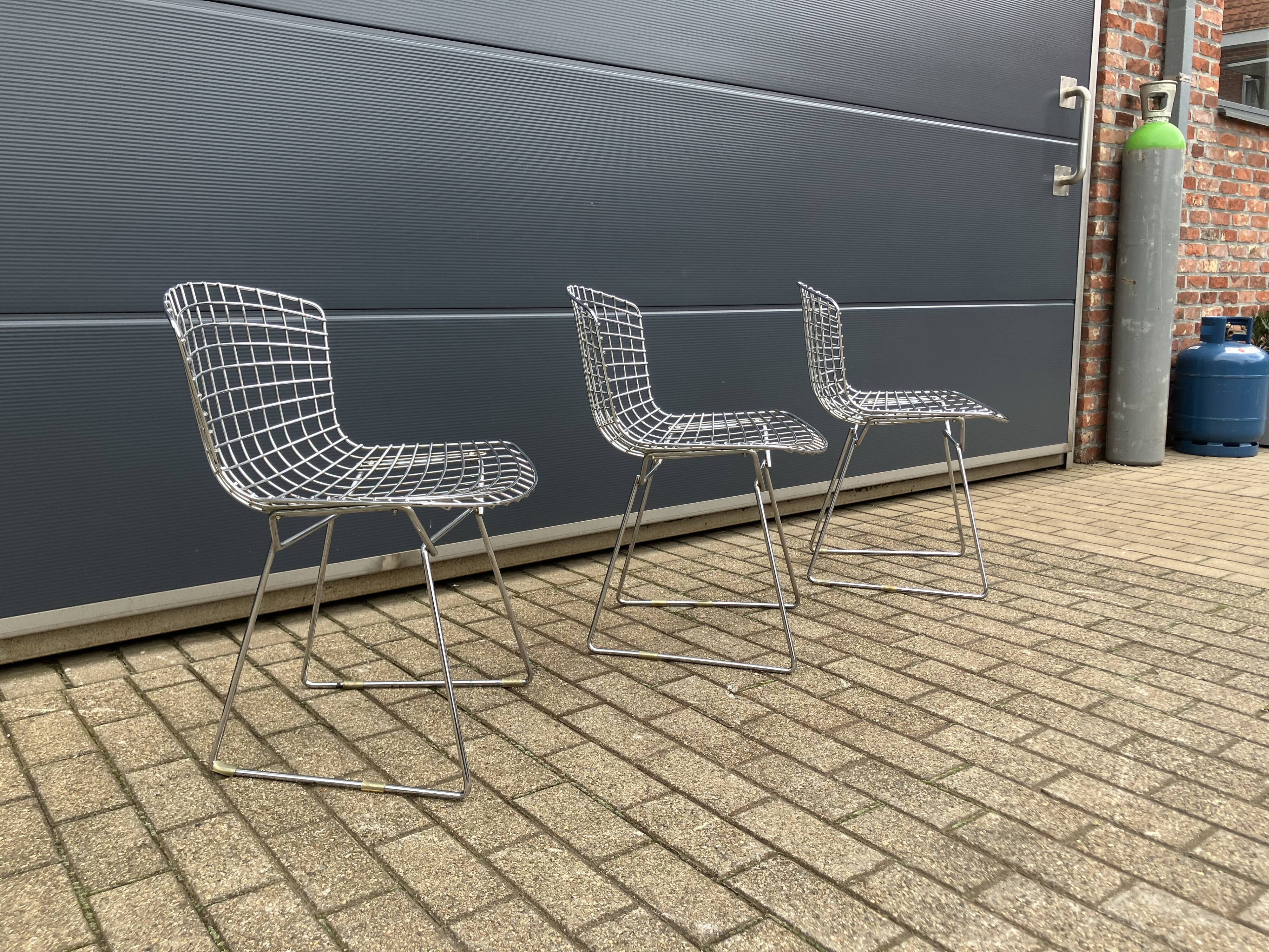 3x original Knoll Bertoia side chairs chroom