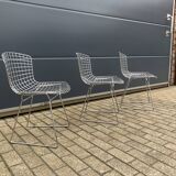 3x original Knoll Bertoia side chairs chroom