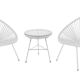 Set of 2 Armchairs + Glass Top Table