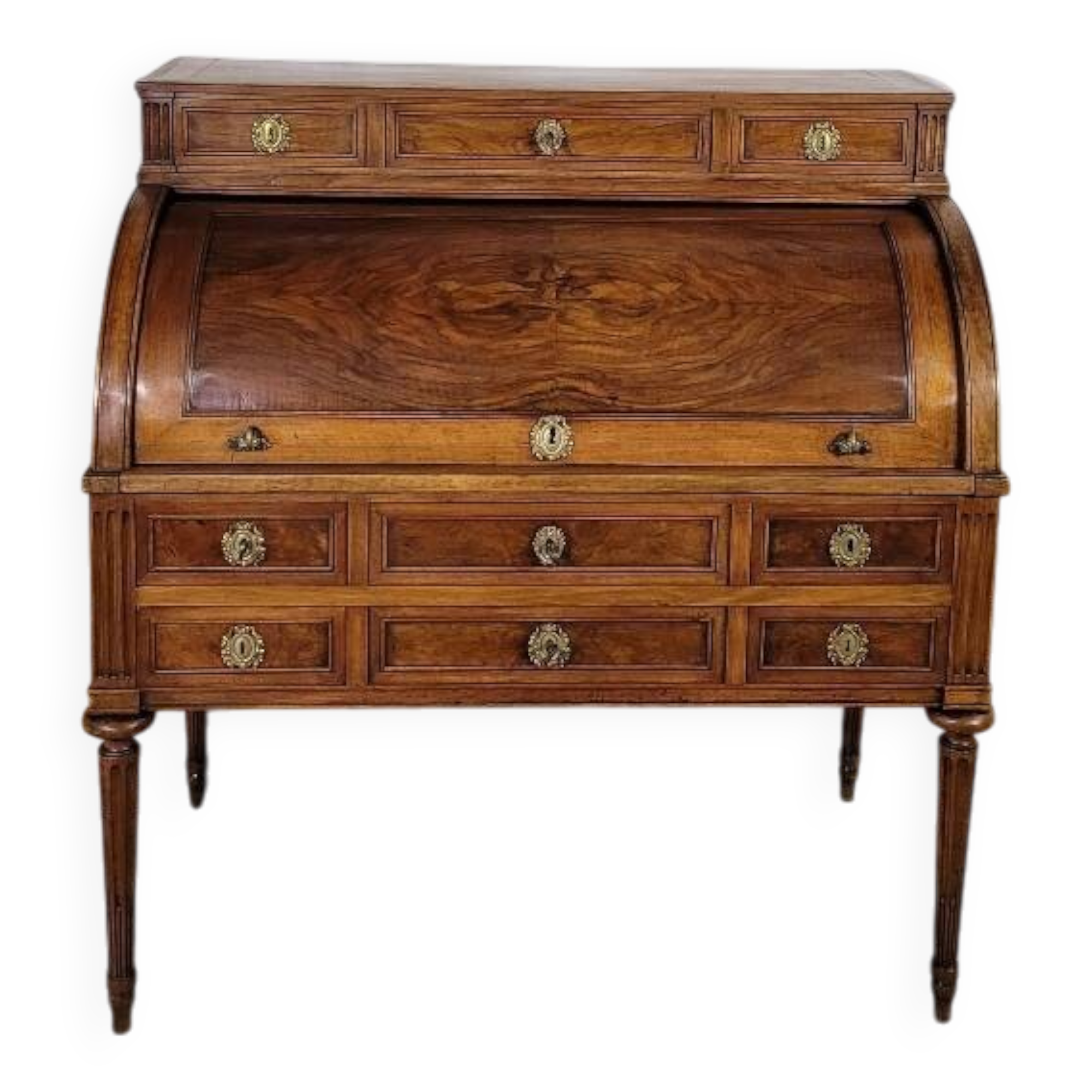 Bureau à cylindre époque Louis XVI en noyer