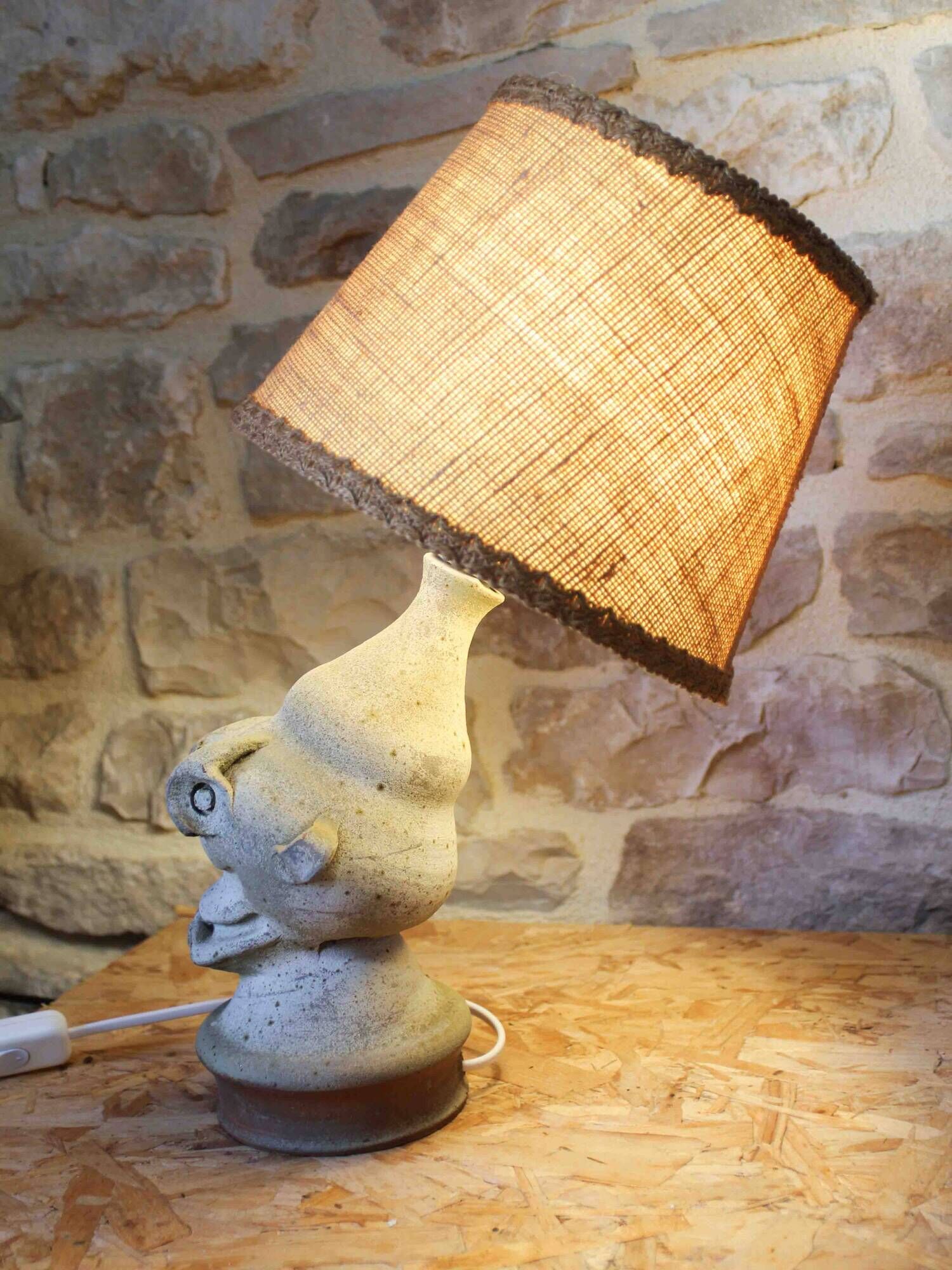Stoneware lamp by Jean-Claude Séguin - Stoneware from Puisaye