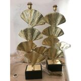 Lampe de table feuilles de cadre en laiton doré ginko biloba