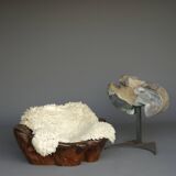 Sculptural Burl wood Low Lounge Chair. 1970s