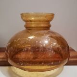 Globe de lampe vintage en verre soufflé style biot jaune suspension baladeuse