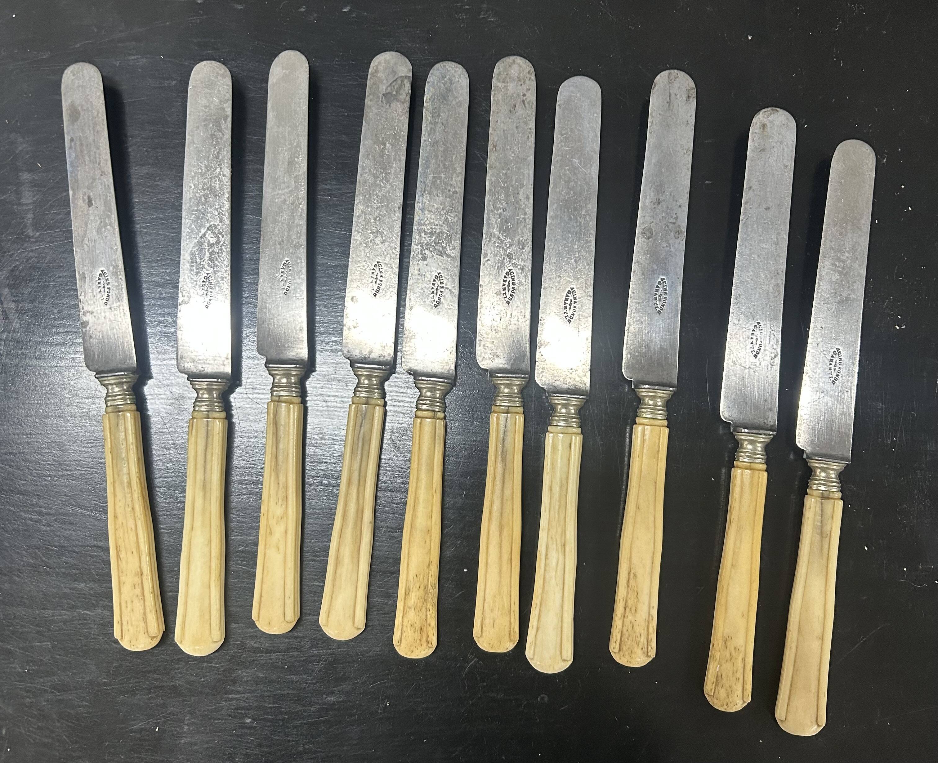 10 carved bone knife and steel blade