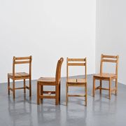 Set of four pine chairs, French work, circa 1970.