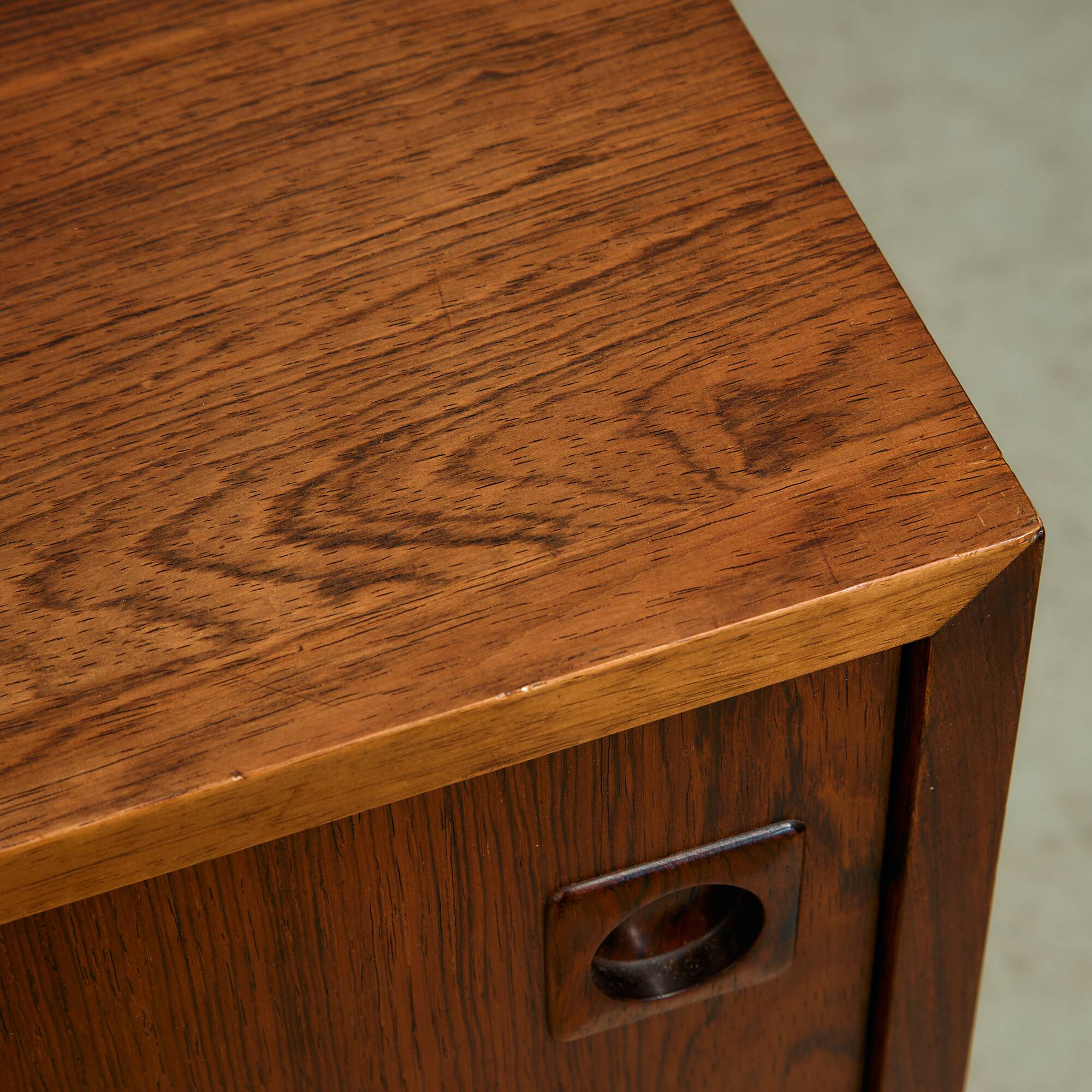 Rosewood and Teak Low Sideboard with Sliding Doors, 1960s