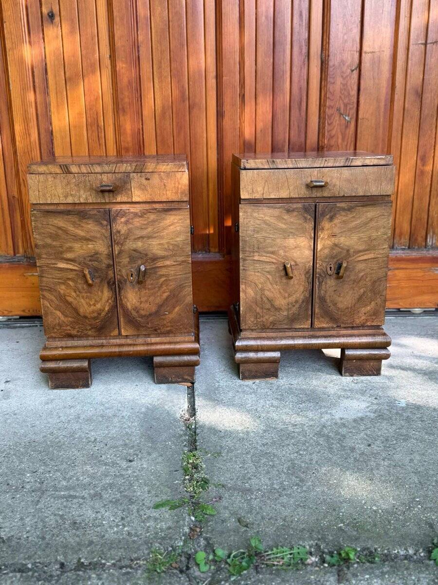 Austrian Art Deco chests in walnut veneer, 1920s, set of 2