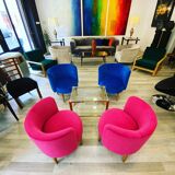 Pair of Retro Armchairs in Blue