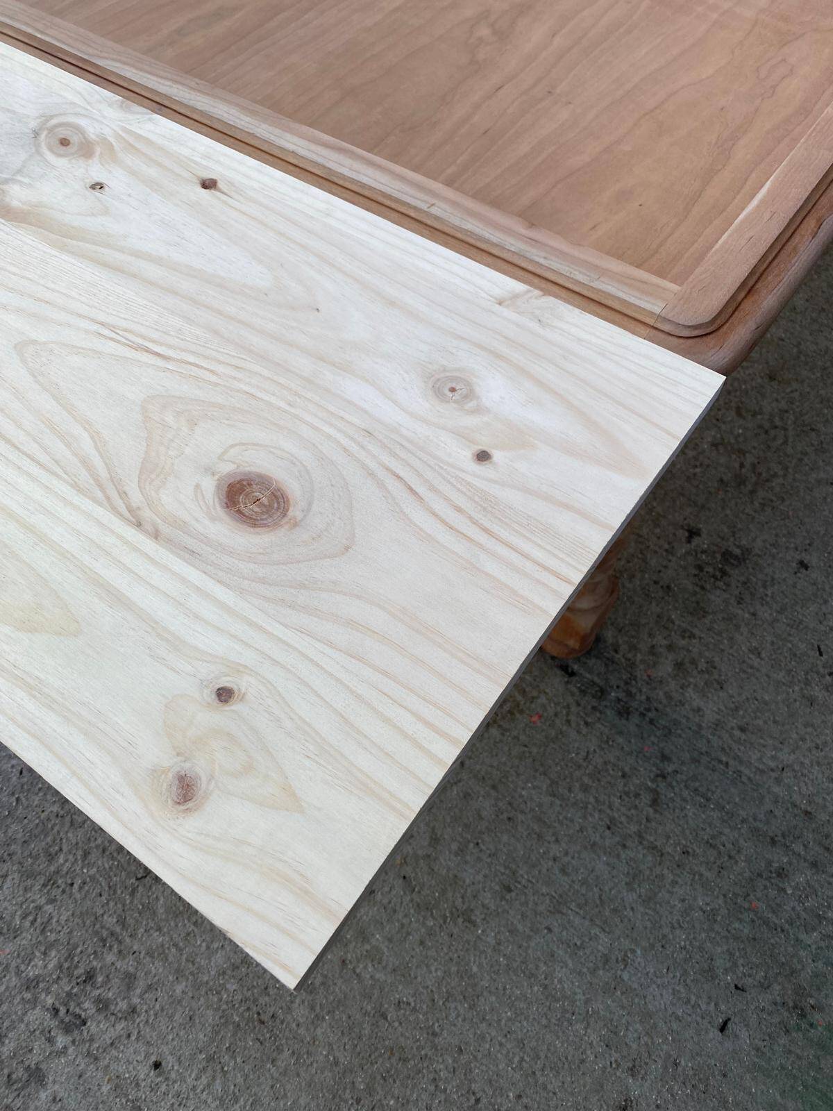 Renovated extendable farmhouse table in solid raw cherry wood 265cm