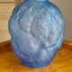 Pair of vases art deco glass blue pattern flower chrysanthemums