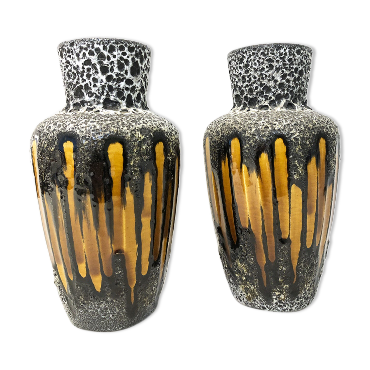 Paire vases West Germany ocre, 1970
