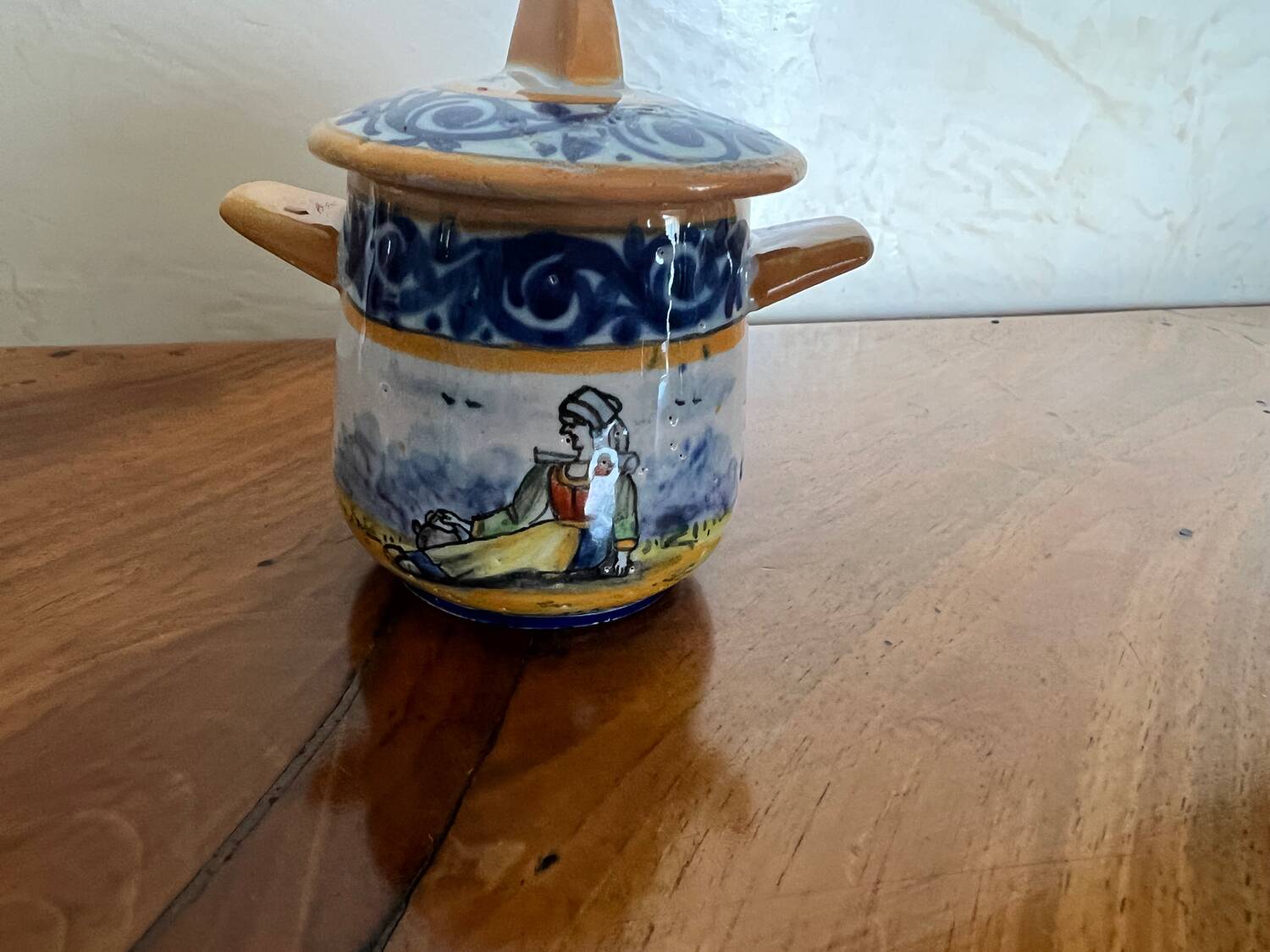 Set of tray and six cream pots HB Quimper