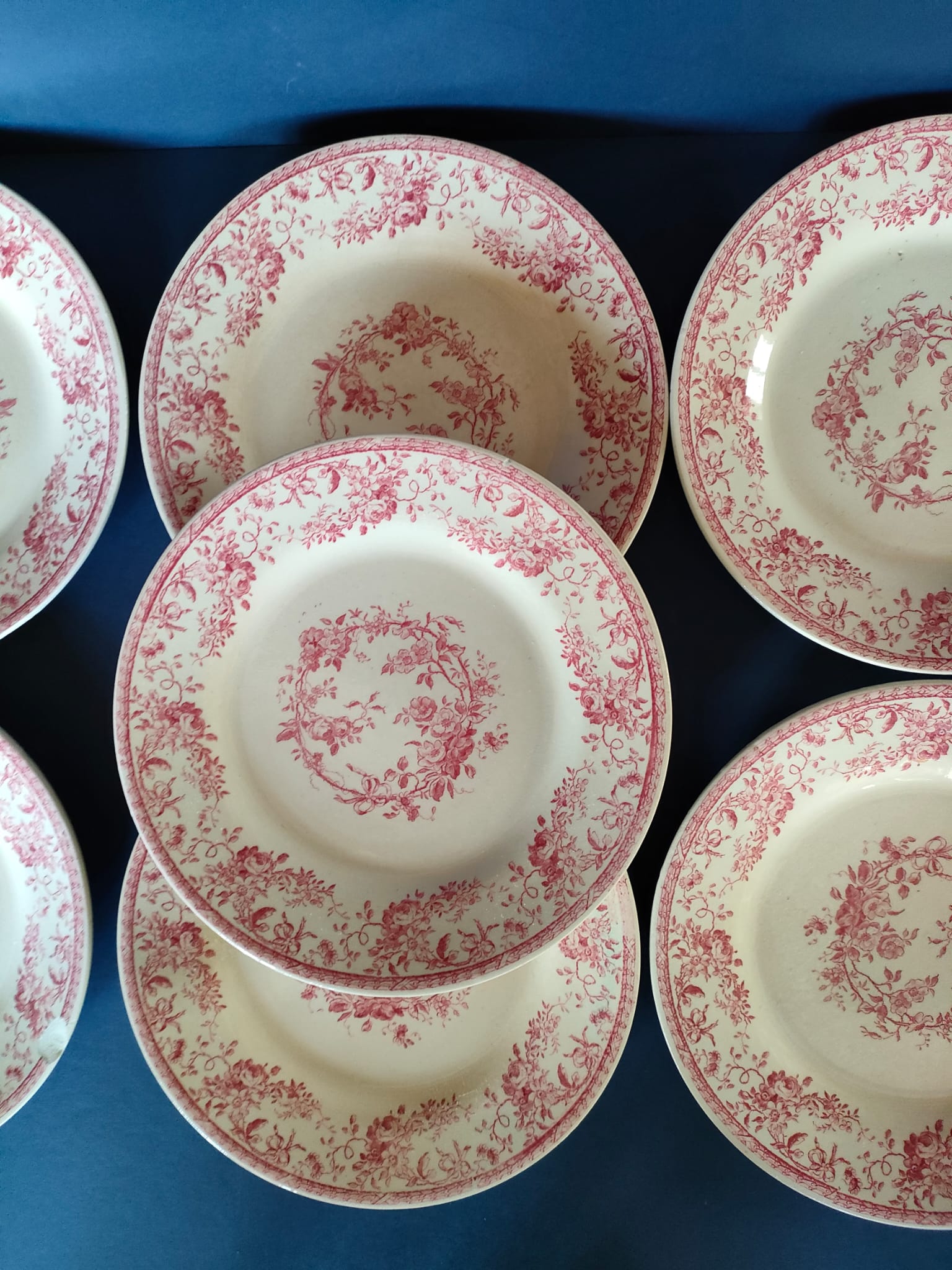 7 dessert plates from the gien earthenware factory