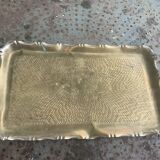 Large rectangular tray in vintage, artisanal and oriental hammered metal