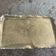 Large rectangular tray in vintage, artisanal and oriental hammered metal