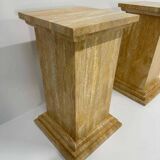 Pair of Art Deco Travertine Columns, Italy, Elegant Design, 1940s