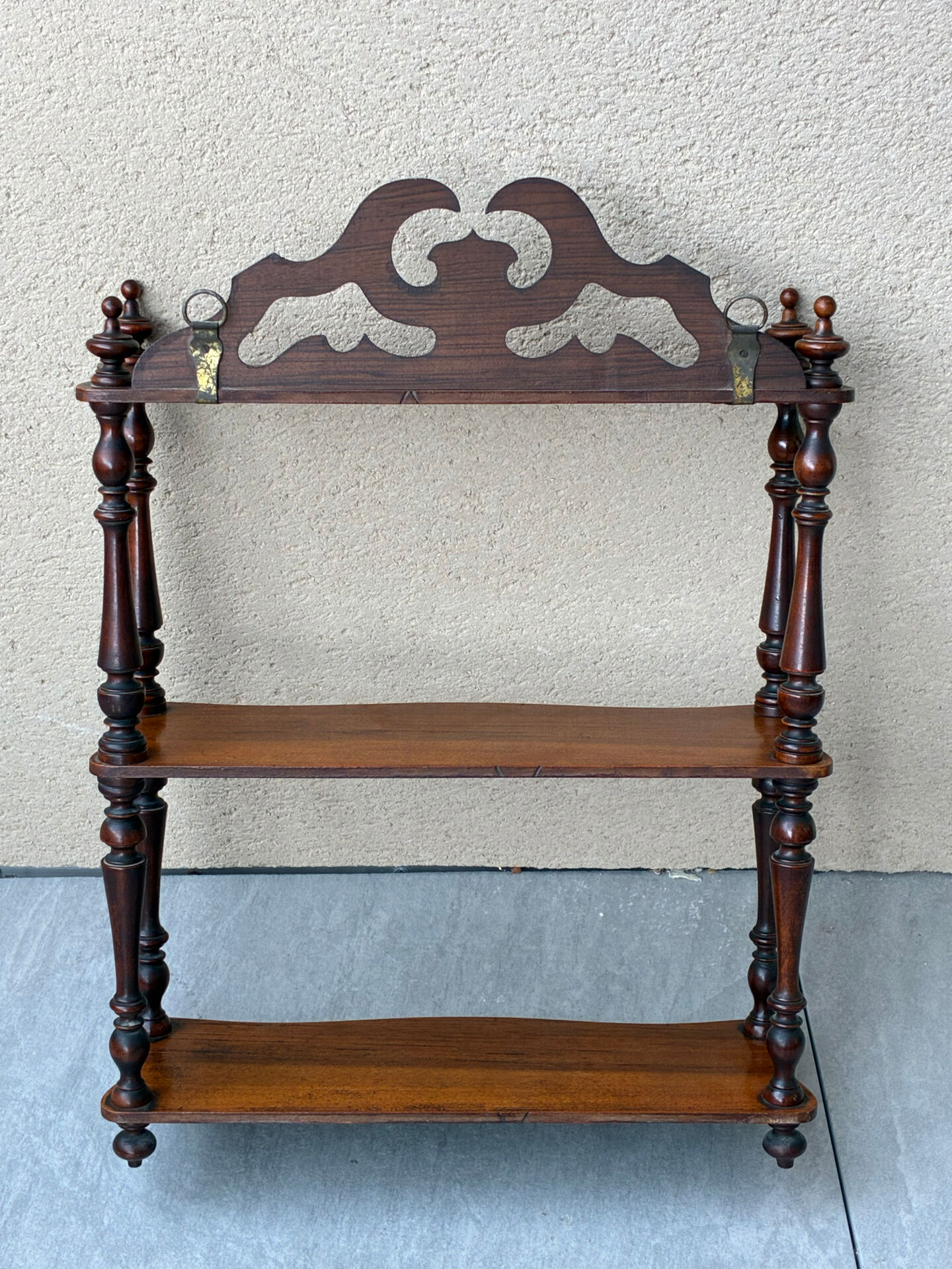 Vintage 60s turned wooden shelf