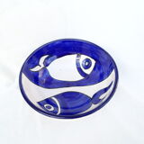 Handmade Tunisian hollow dish white & blue