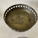 Ancienne coupe à fruit en cristal sur piédouche en laiton