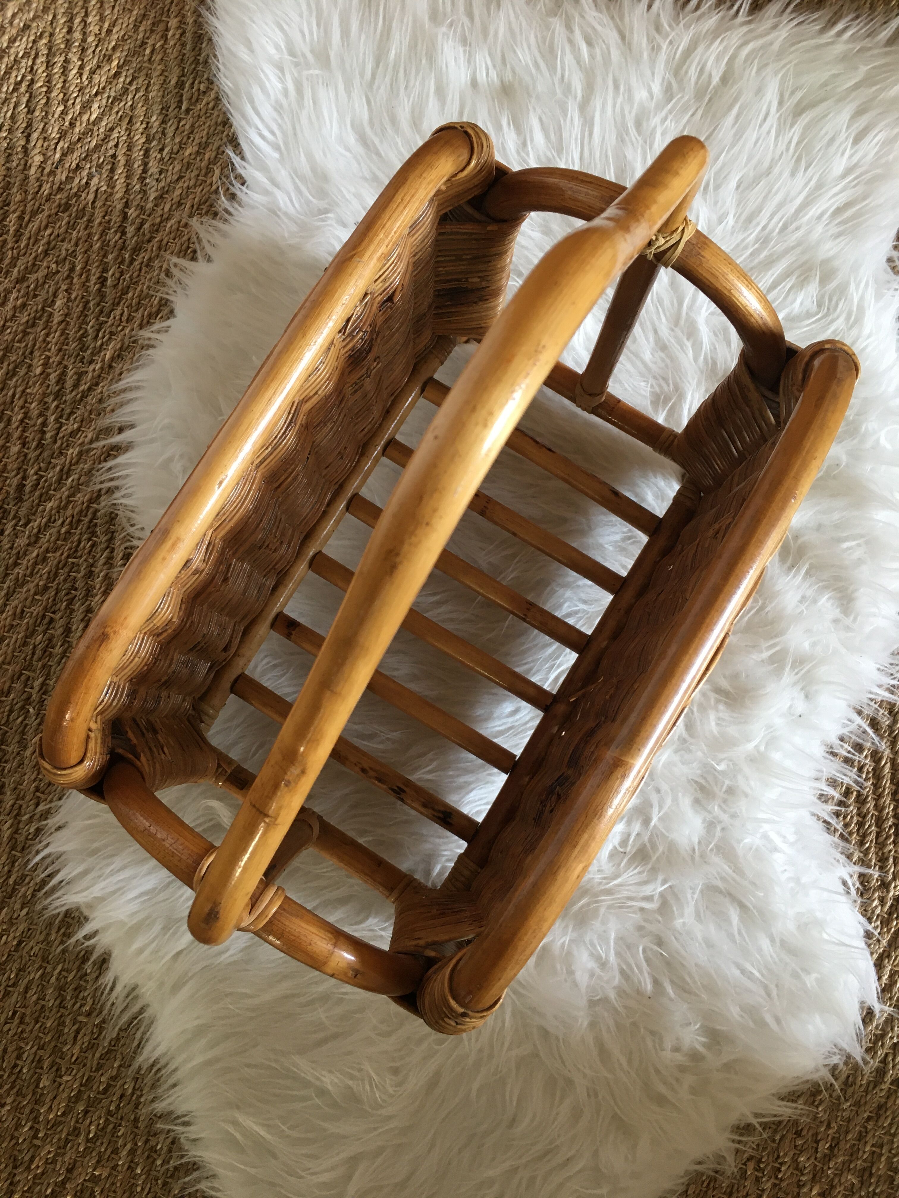 Rattan magazine holder