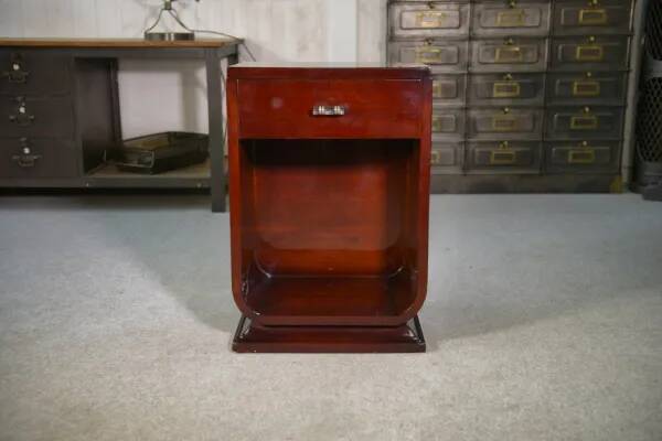 Art Deco mahogany bedside table/occasional unit with lacquered finish, 1930s