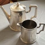 Ercuis coffee maker and dairy maker in silver metal