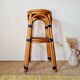 Vintage high stool Multicanne - Rattan & blue Rilsan - French