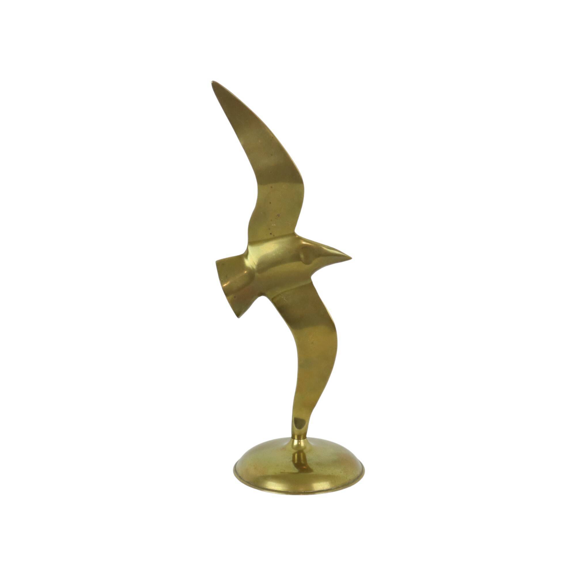 Statue d’oiseau de mouette en laiton, sculpture en cuivre, conception du milieu du siècle