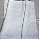 Fine linen sheet with ribbon and florets, monogrammed mr