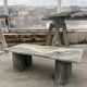 Green marble coffee table with cylindrical legs