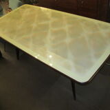 Table avec plateau en verre  des années 70