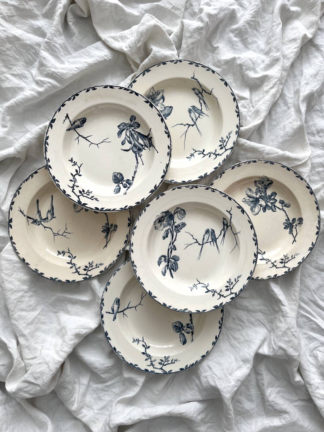 6 “Oxford” ironstone soup plates from Choisy le Roi