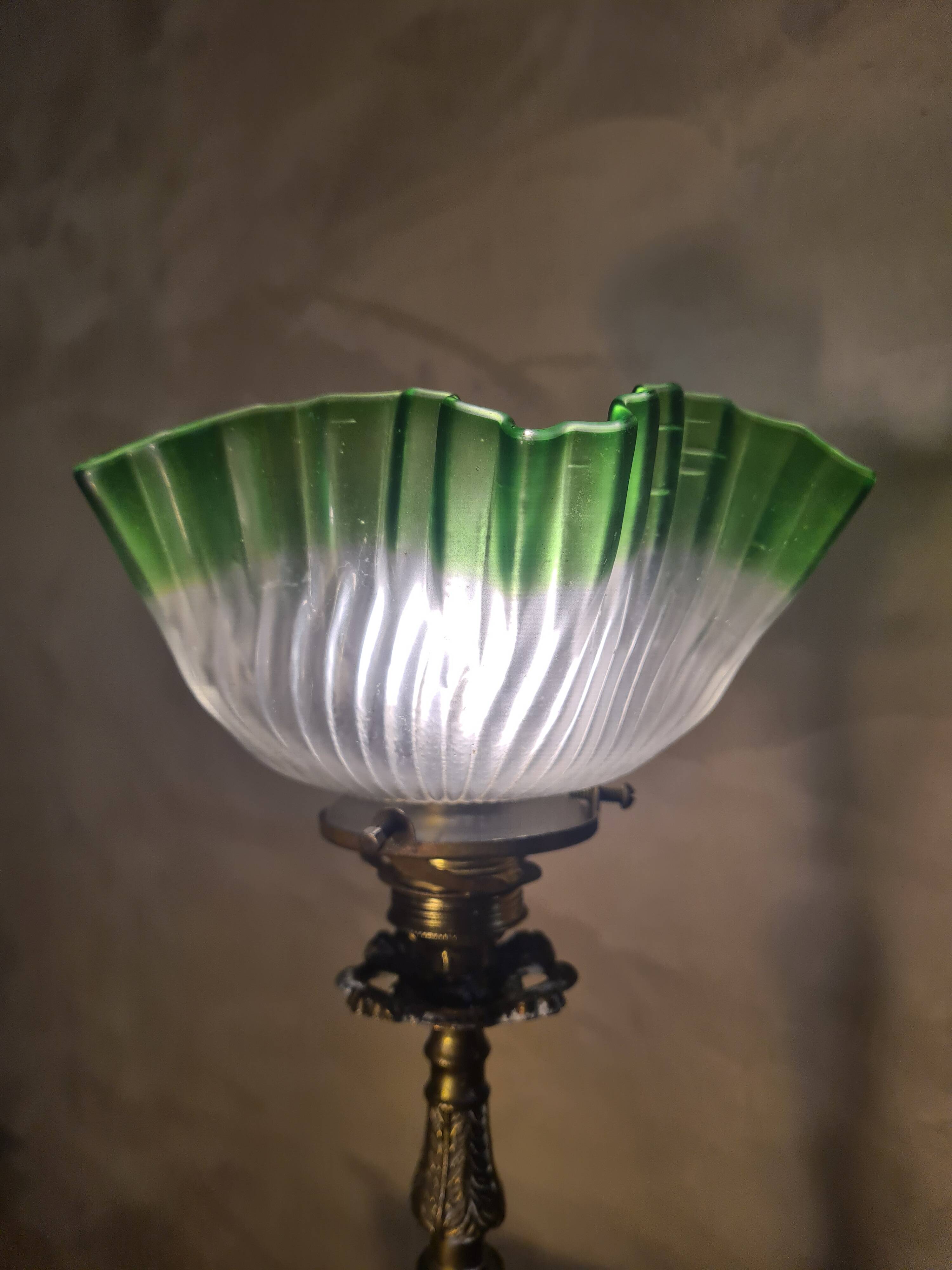 brass lamp Italy 39x17 beautiful antique tulip 1900