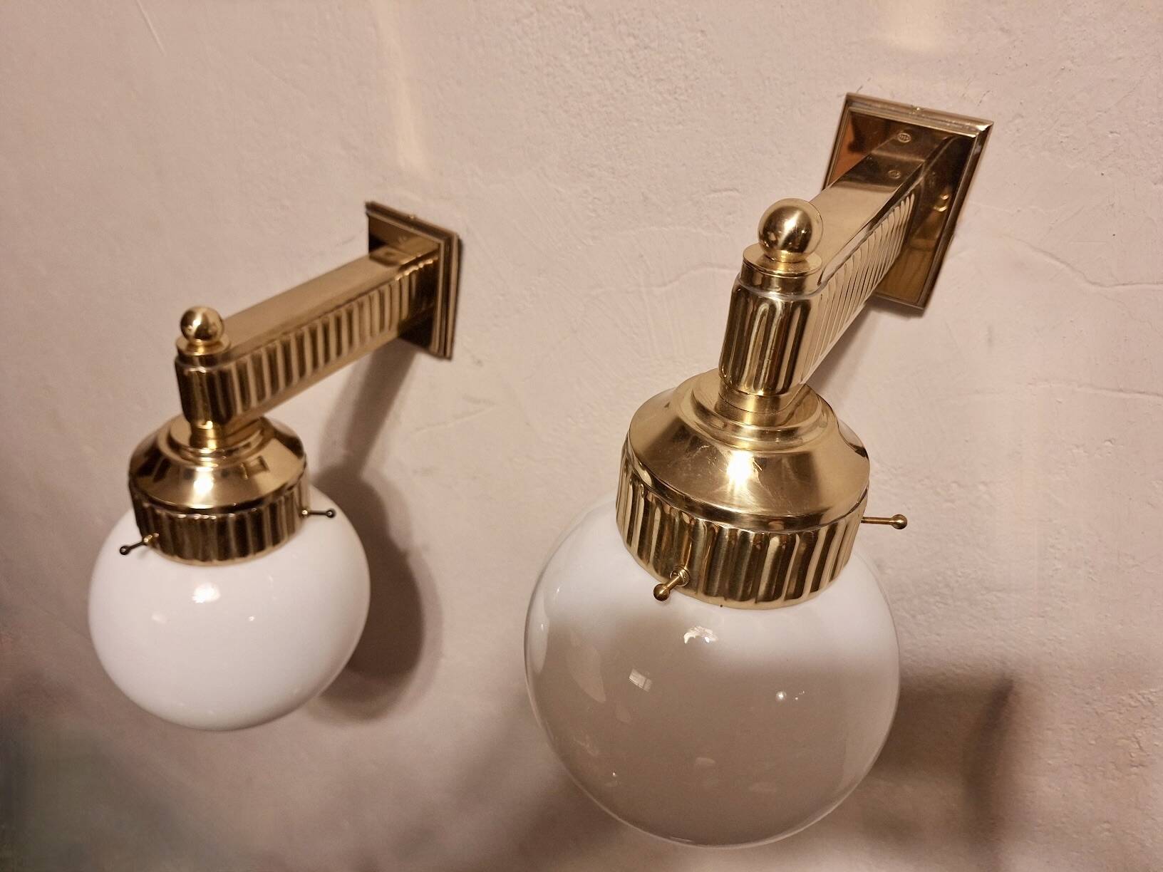 Pair of Astoria brass wall lights by Josef Hoffmann, WOKA Vienna re-edition