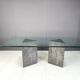 Vintage brutalist glass and marble dining table, 1970s