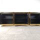 Vintage Black Lacquered and black glass credenza, 1980s
