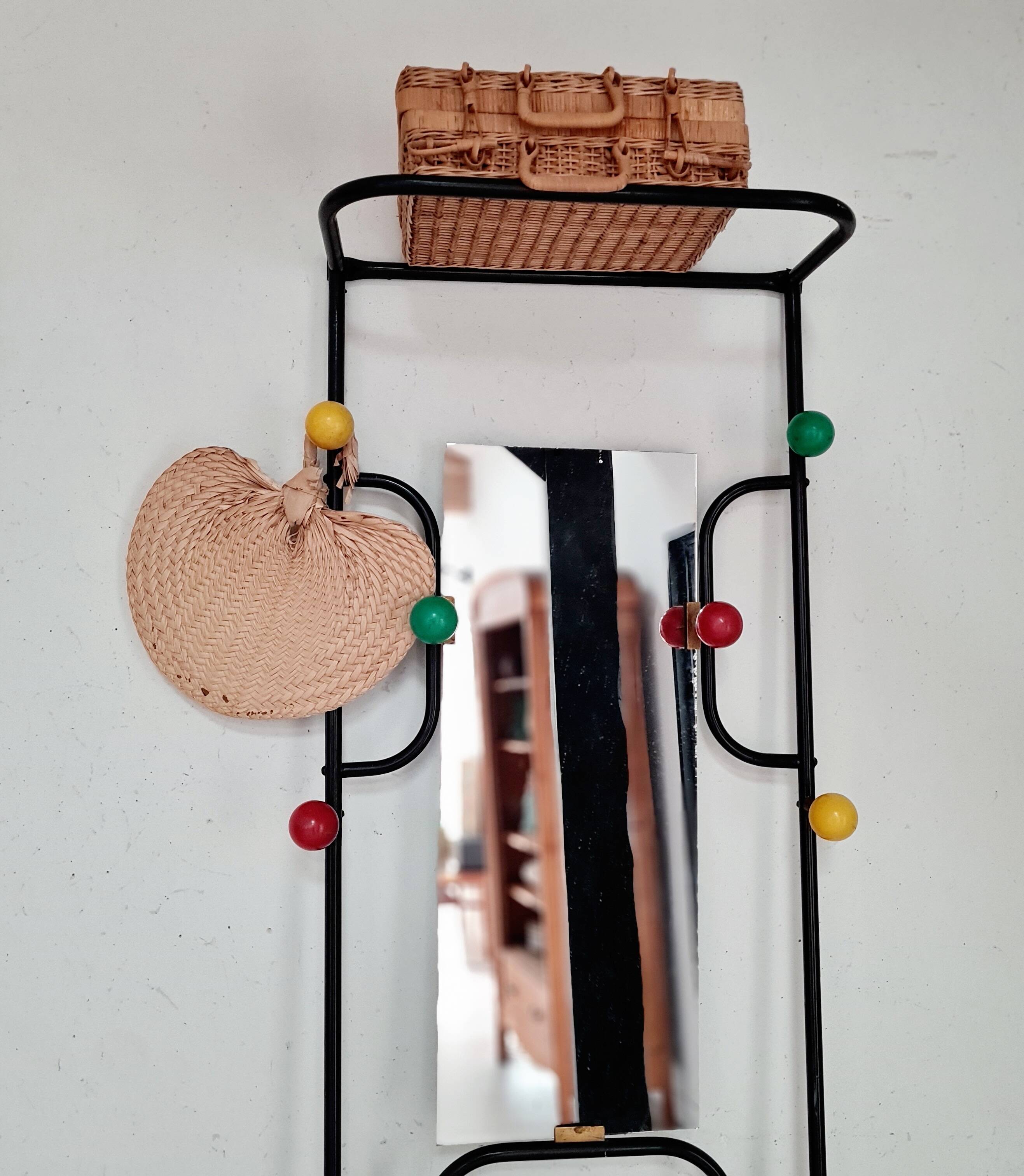 Cloakroom metal coat rack with balls from the 60s