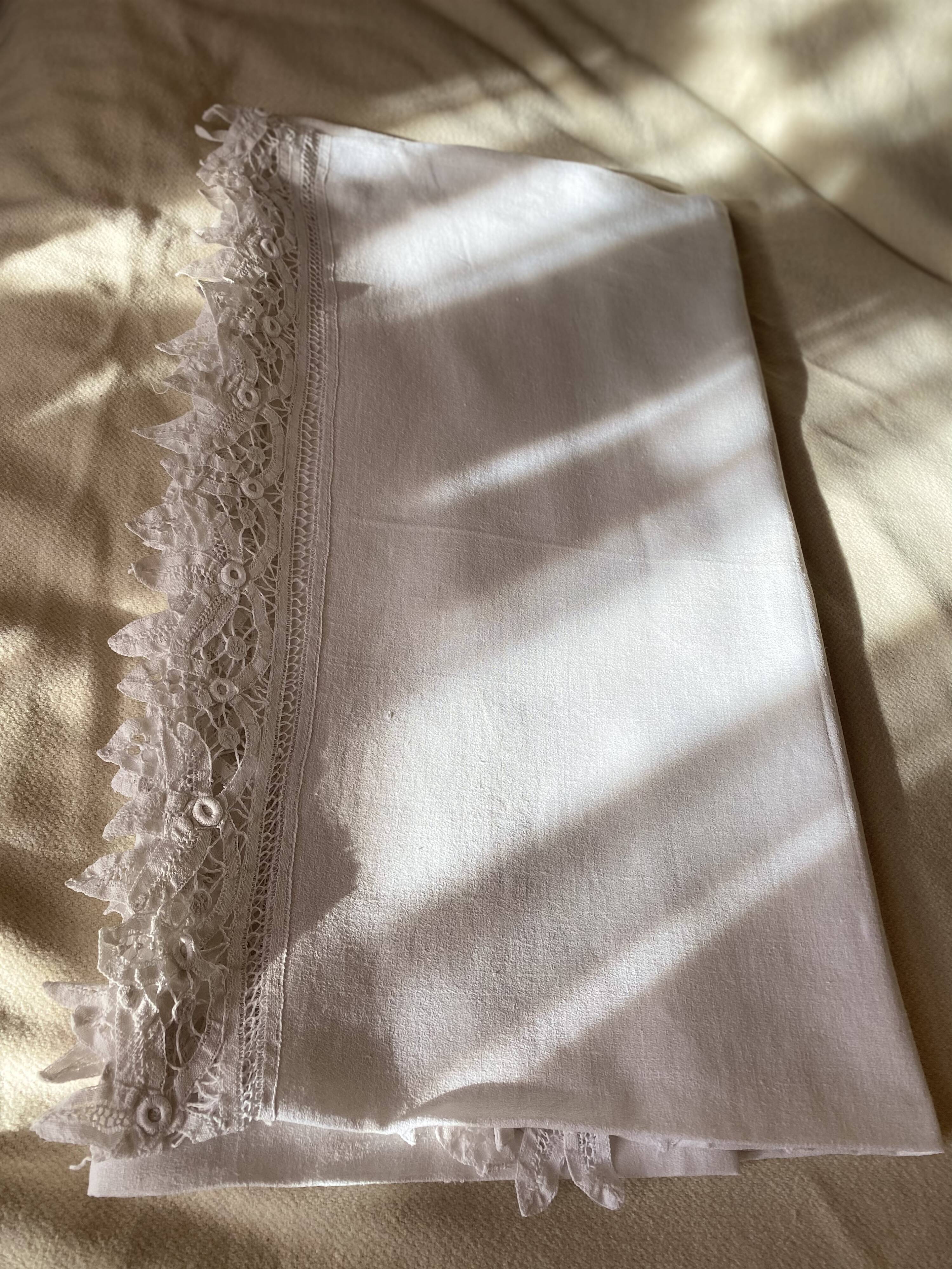 Linen tablecloth hand embroidery monogram an