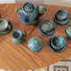 Les Cyclades Anduze sandstone teapots and cups