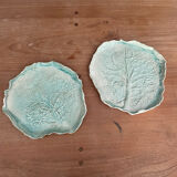 Pair of cabbage leaf dessert plates