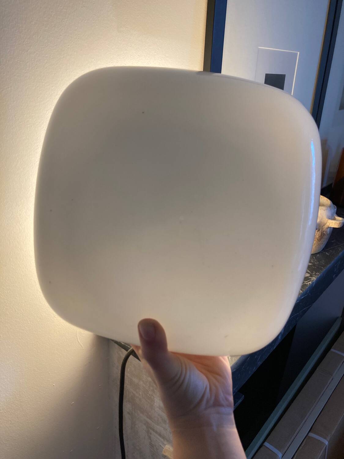 Square opaline wall light