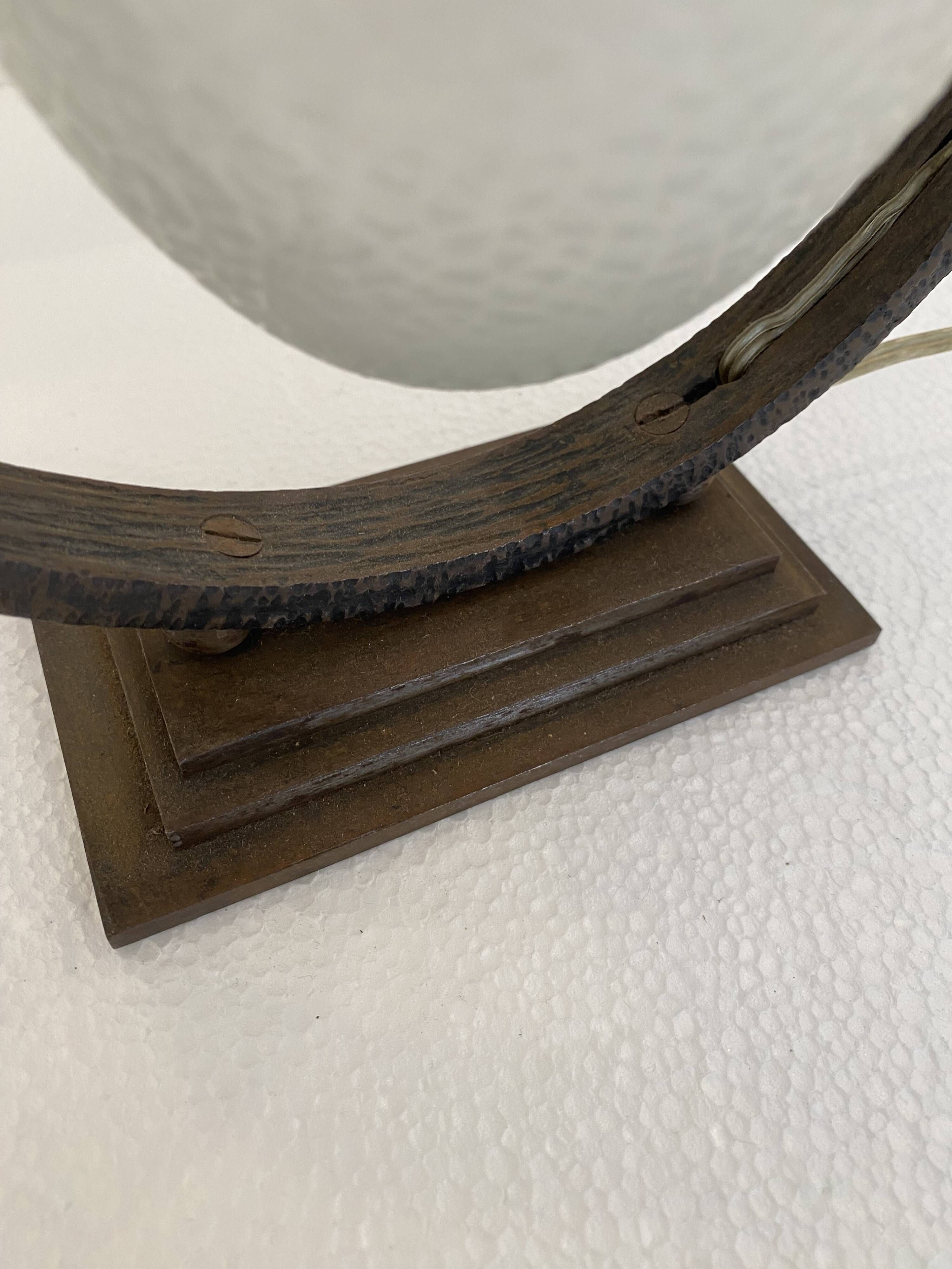 Sculptural Art Deco Table Lamp With Frosted Glass Shade, 1930s
