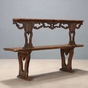 Antique walnut wood bench, Italy, 18th century